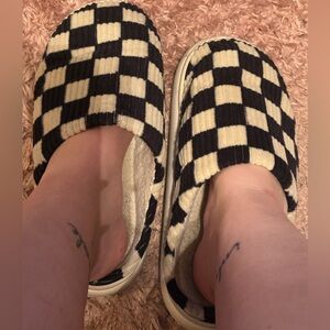 Well Loved Checker Print Slippers